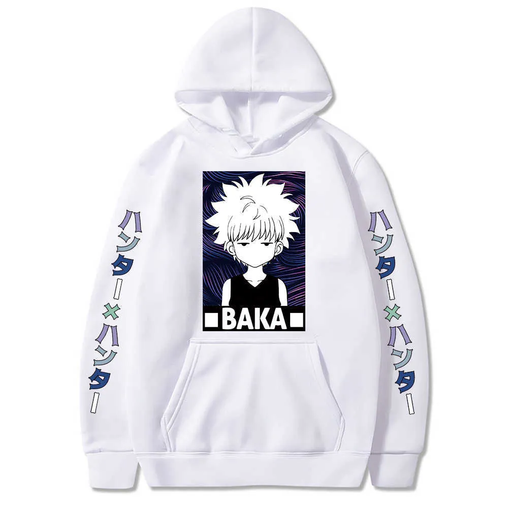 Hunter X Hunter Cute Anime Stampato Felpa con cappuccio Donna 2021 Comfort Killua Baka Harajuku Casual Felpe Moda Lace-up Donna Felpa con cappuccio Y0803