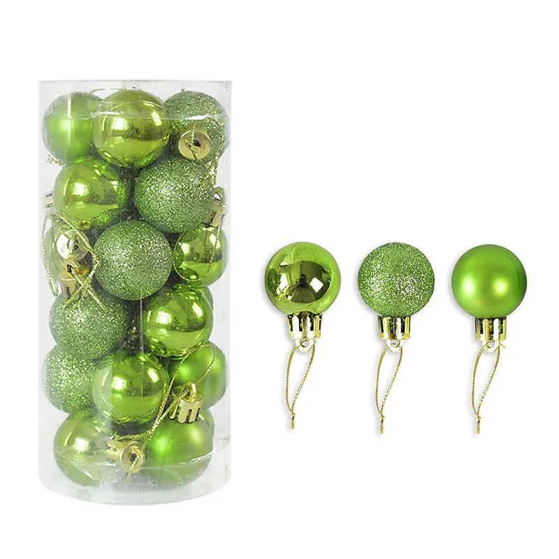 Boules de noël suspendues pour arbre de noël, 24 pièces, 3cm, décorations de joyeux noël pour la maison, cadeau du nouvel an