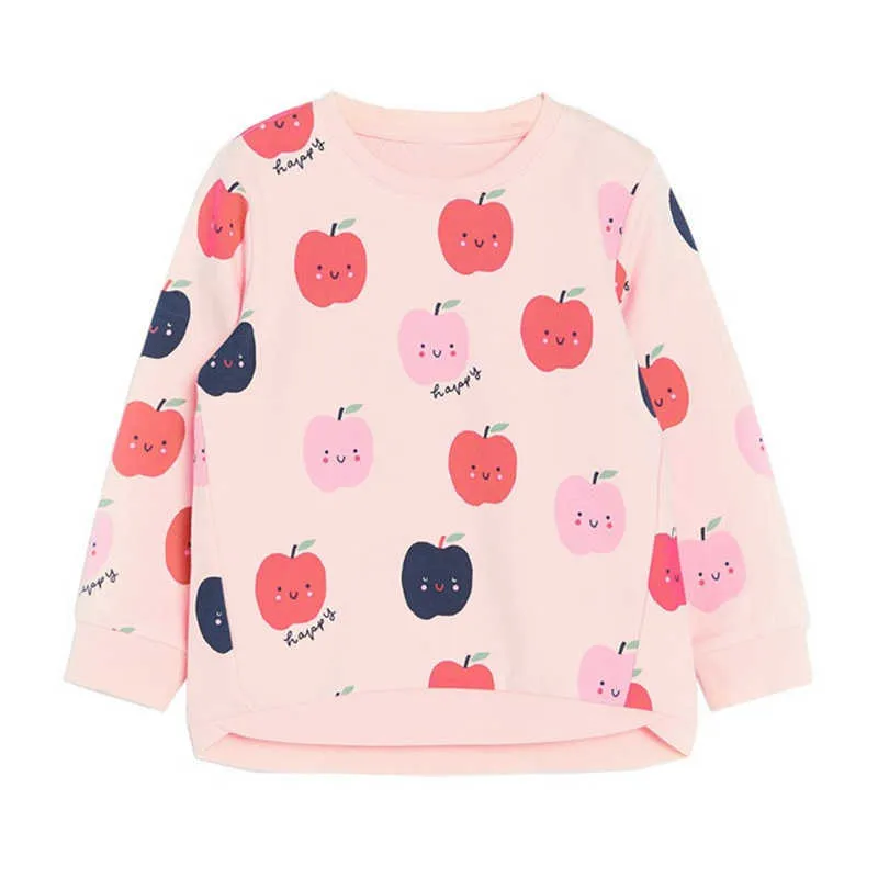 Dzieci bawełniane dziewczyny bluzy jabłek drukowane mody ubrania dla niemowląt na jesień wiosna Znosić kapłoki z kapturem dzieci Swetry 210529