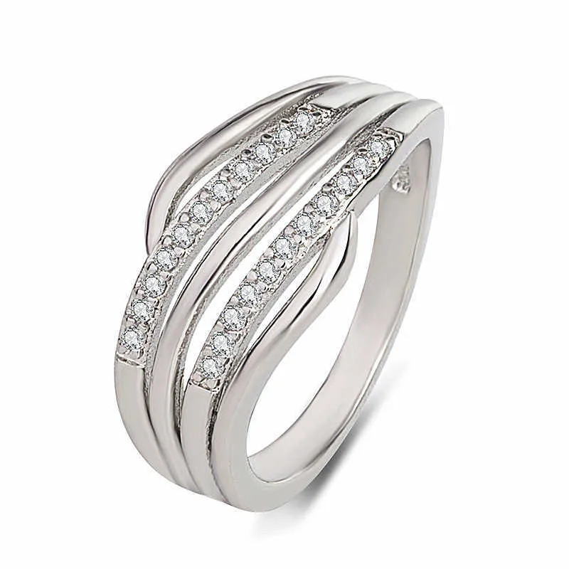 Anillos para mujer Cristal Nueva moda anillo de bodas joyería oro rosa compromiso micro conjunto zircon Lady Cluster estilos Banda