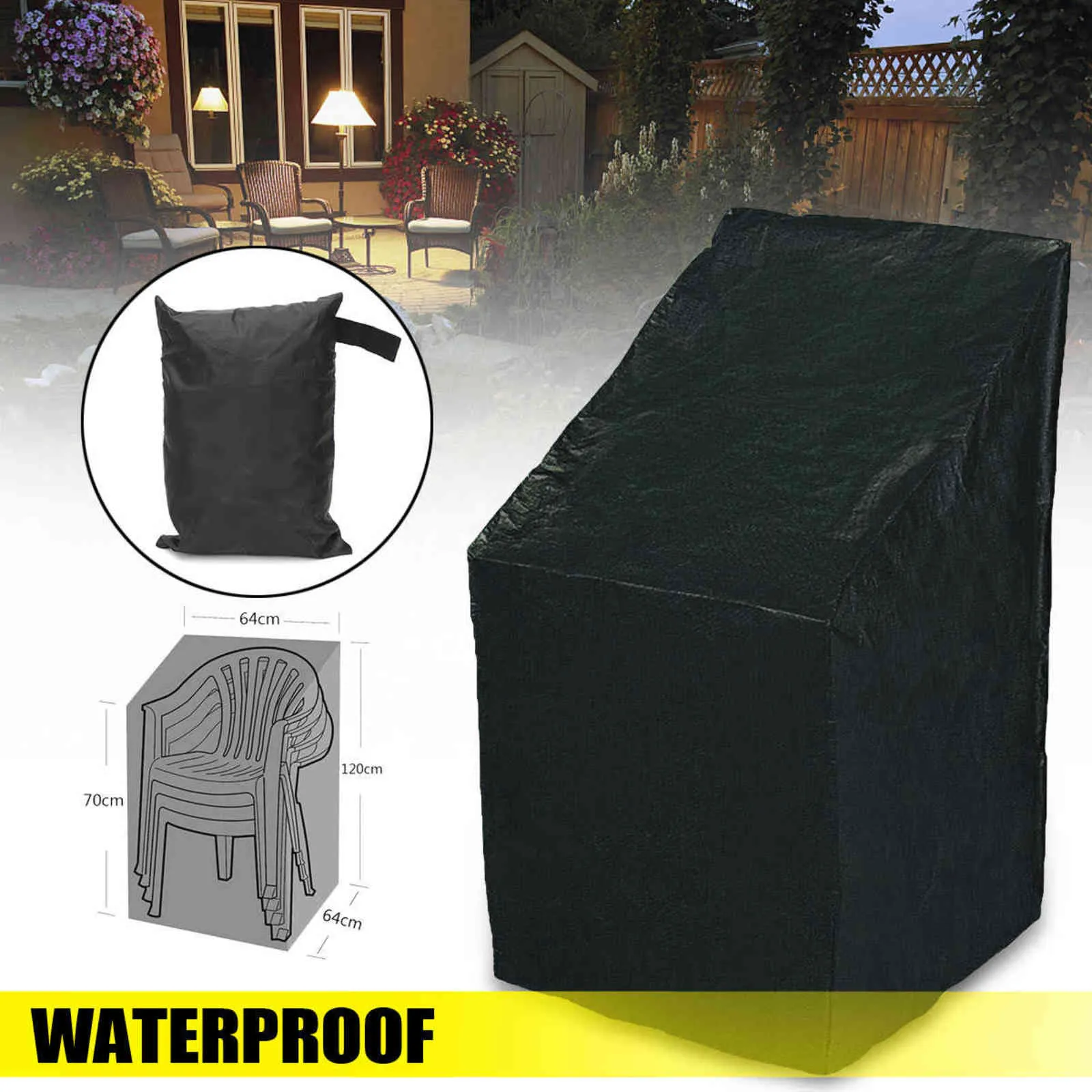 Pátio de jardim ao ar livre Pátio impermeável tampa mobiliário cadeira de chuva protetor protetor à prova de poeira empilhamento 211116