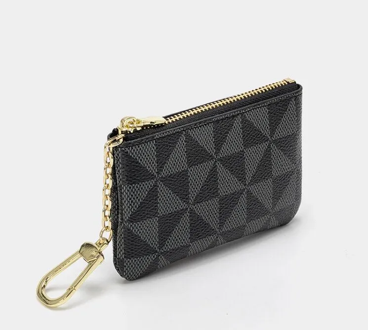 Topkwaliteit mode sleutel zakje munt portemonnee damier leer bevat klassieke vrouwen mannenhouder kleine rits sleutel wallets2307