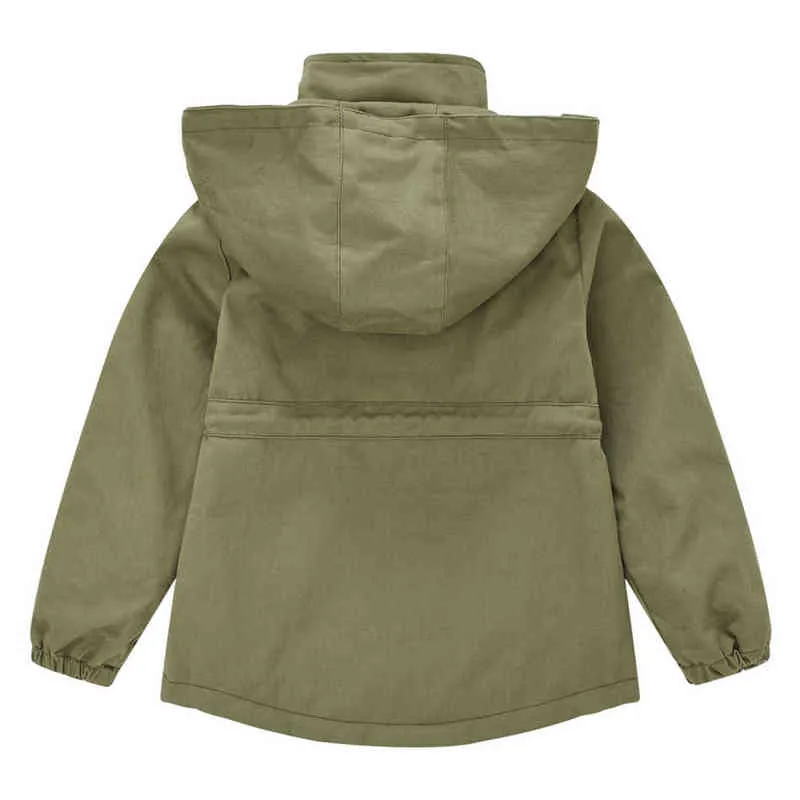 Coupe-vent solide de mode pour garçon fille style anglais enfants vestes à capuche à fermeture éclair vêtements d'extérieur pour enfants 3-10 ans 211204