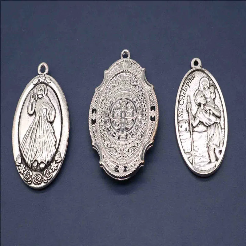 20 stycken mode blandad färg Jesus jungfru mary ikon katolska religiösa charm pärlor medaljarmband halsband264n