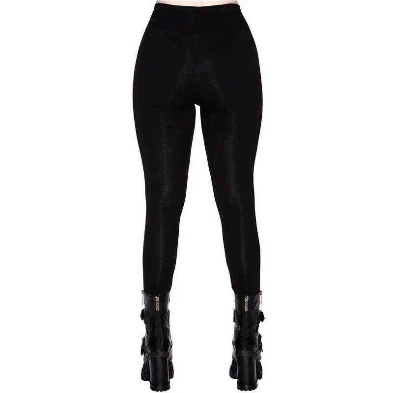 Pantaloni da donna Gothic Bodycon Pencil Summer Black Punk Style Streetwear Vita alta Leggings con stampa a stella a cinque punte Fashion 211221