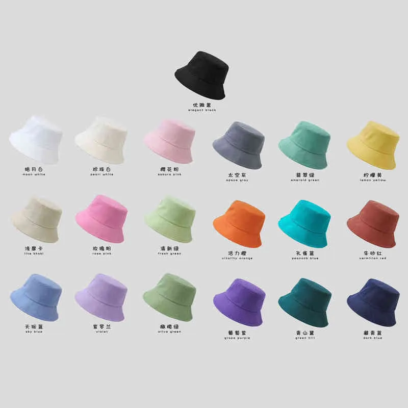 19 stałych kolorów Nowe letnie wiosna Kobiet Sun Hat Botton Panama Floding Buły Hat Girls Fisherman Hat Custom Y2203013105