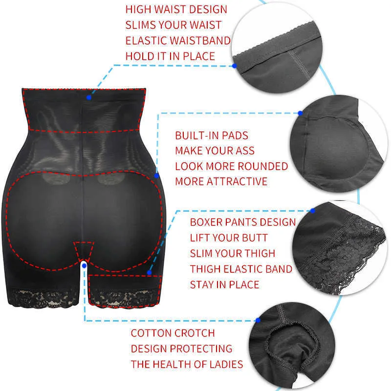 Booty Enhancer Hoge taille Trainer Lifter Buikcontrole Slipje Ondergoed Slips Shapewear met pad Shorts Body Shaper voor vrouw1928664