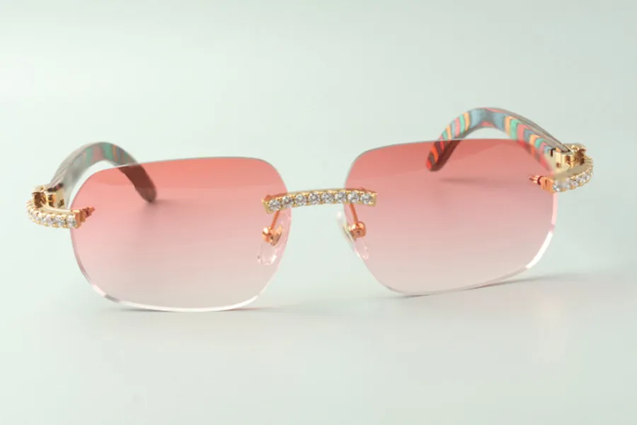Direct s Endless Diamond Solglasögon 3524024 med påfågel trätemples Designer Glasögon Storlek 18-135 MM233L
