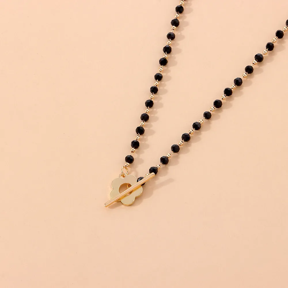 Crystal Glass Bead Chain Nieuwe Mode Luxe Black Choker Ketting voor Dames Bloem Lariat Lock Collar Ketting GiftsFactory Prijs