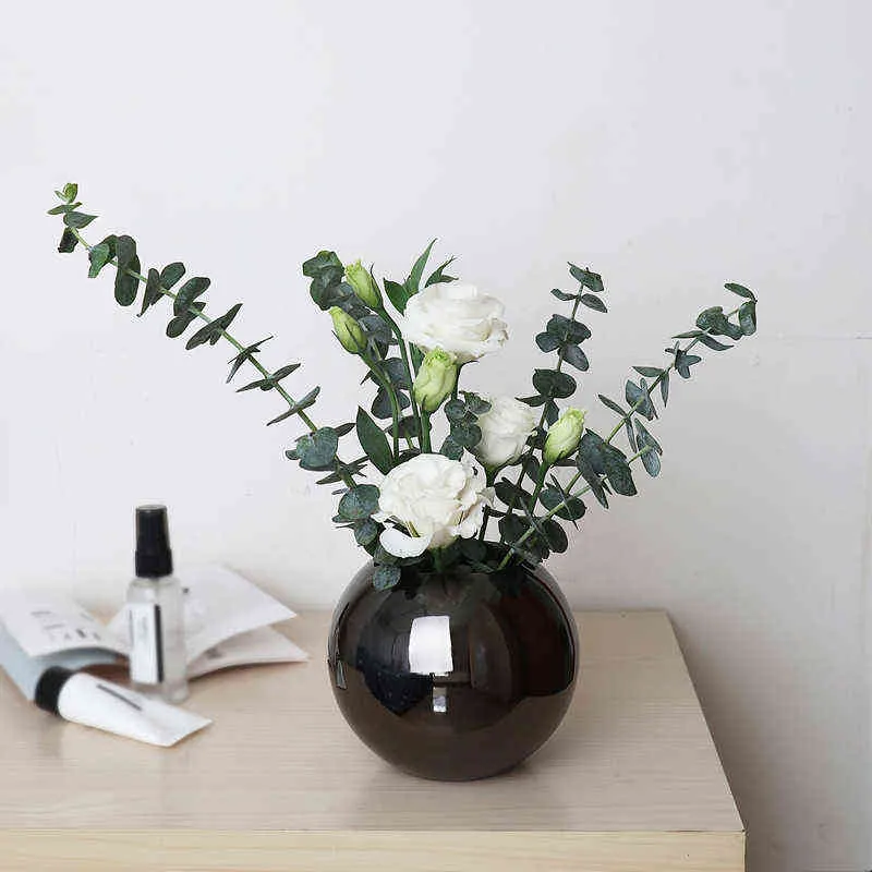 Vase En Acier Inoxydable Desltop Pot De Plantes Pots De Fleurs Or Noir Rose Or Classique Vase 211118