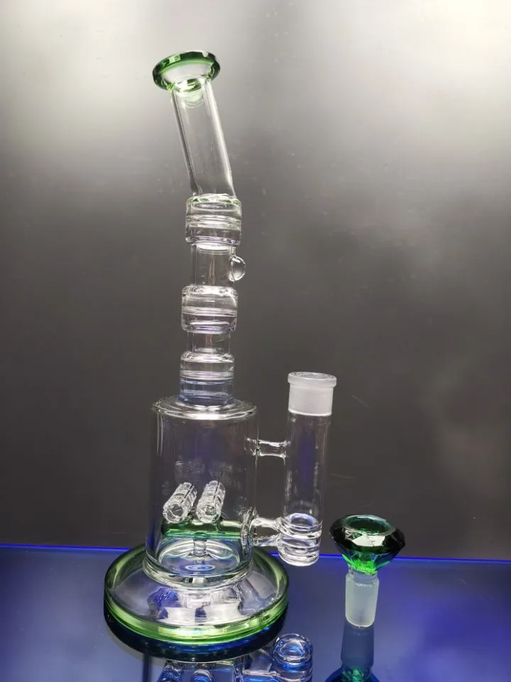 Bong vert dab rig narguilés grillagés perc en ligne recycler les conduites d'huile bongs avec verre capiteux joint de 18,8 mm pour fumer boutique zeusart