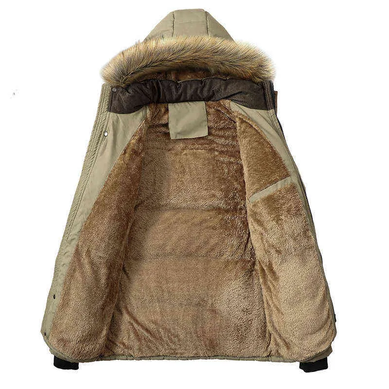 Inverno quente espesso velo parkas homens à prova d 'água colar de pele com capuz parka casaco casaco homens outono moda casual parkas homens 211104