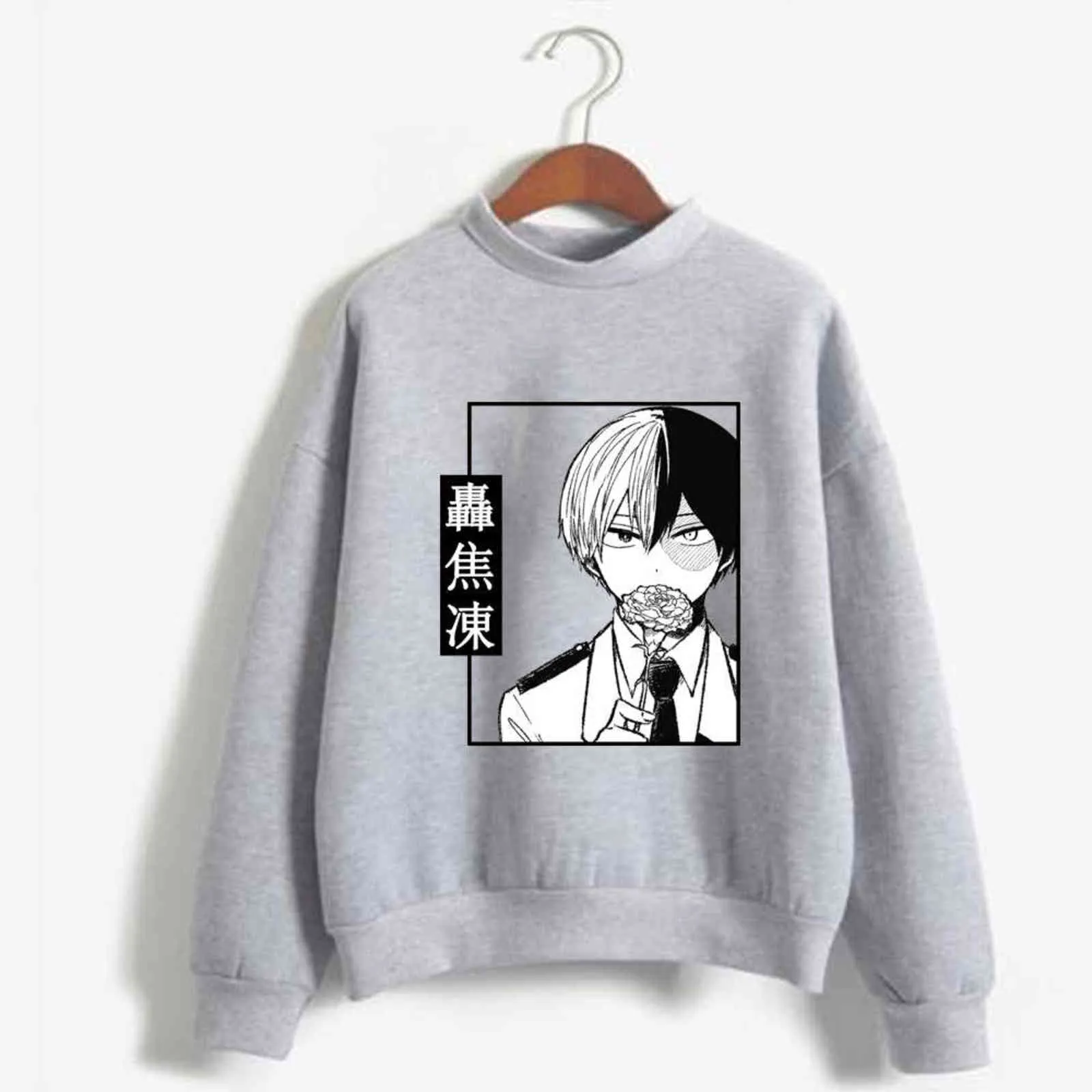 Dropship My Hero Academia Tops Casual manga larga dibujos animados Streetwear hombres ropa Y211118