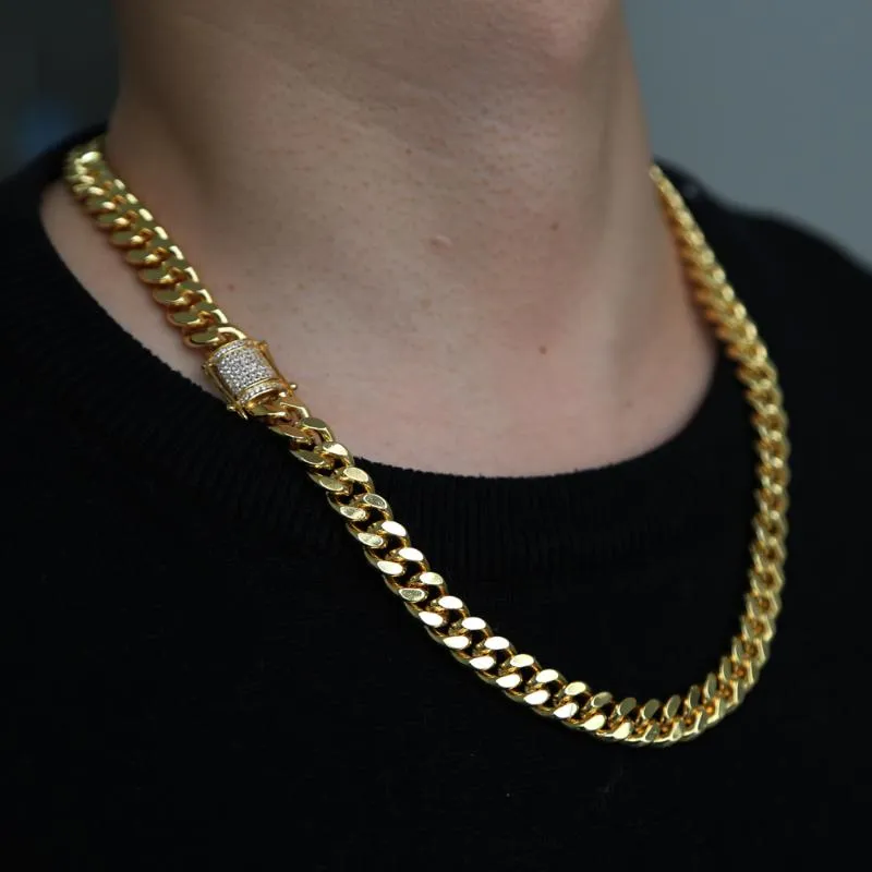 Hänge halsband mode hip hop män halsband kedja guld fylld trottoark kubansk lång länk choker manlig kvinnlig collier smycken 61 cm 71cm276t