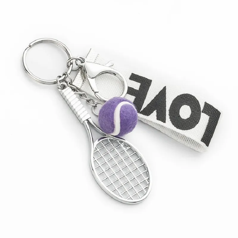2021 New Mini Tennis Racket Keychain Creative Cute Love Sport Keychains Car Bag Pendant Keyring Jewelry Gift Accessories2049