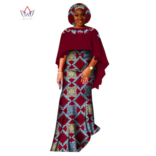 2021 Nowy Moda African Garnitur Dla Kobiet Dashiki Crop Spódnica i Top Afryki Ubrania Bazin Headtie Plus Size Spódnica Ustaw Wy1618