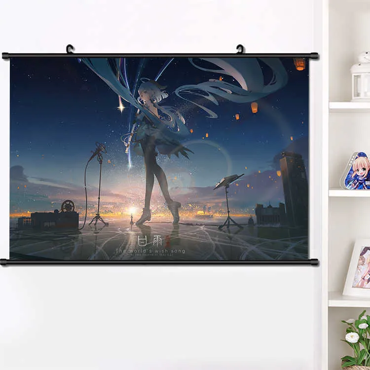 Anime Genshin Impact Ganyu Wall Scroll Painting Poster HD Print Home Decor Collection 40x60cm Y0927