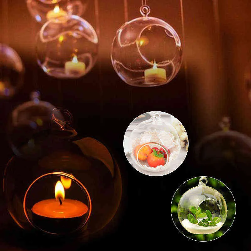 8 pezzi 6/8 cm portacandele in vetro appeso tealight globi terrario bastone da sposa vaso home bar decor 211222