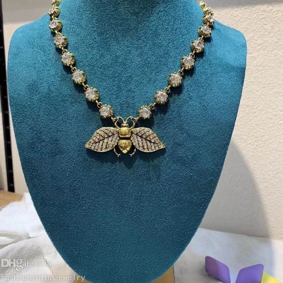 Ожерелье Дизайнерские ювелирные изделия Роскошный бриллиантовый подарок на годовщину золотая подвеска в виде пчелы 14-каратное золото модные начальные подвески ожерелья для женщин s201B
