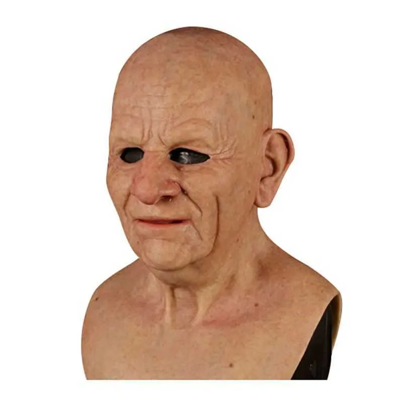 Halloween Realistico Maschera da uomo vecchio Divertente Cosplay Maschere di scena Supersoft Un altro me Maschera adulti Copertura il viso Decorazione raccapricciante del partito X0803333n