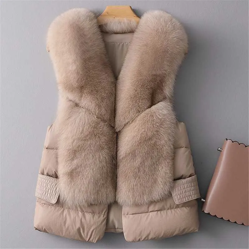 Fur Vest Women's Short Down Feather Imitation Slim Temperament Jacket Autumn And Winter Fashion All-match 211019