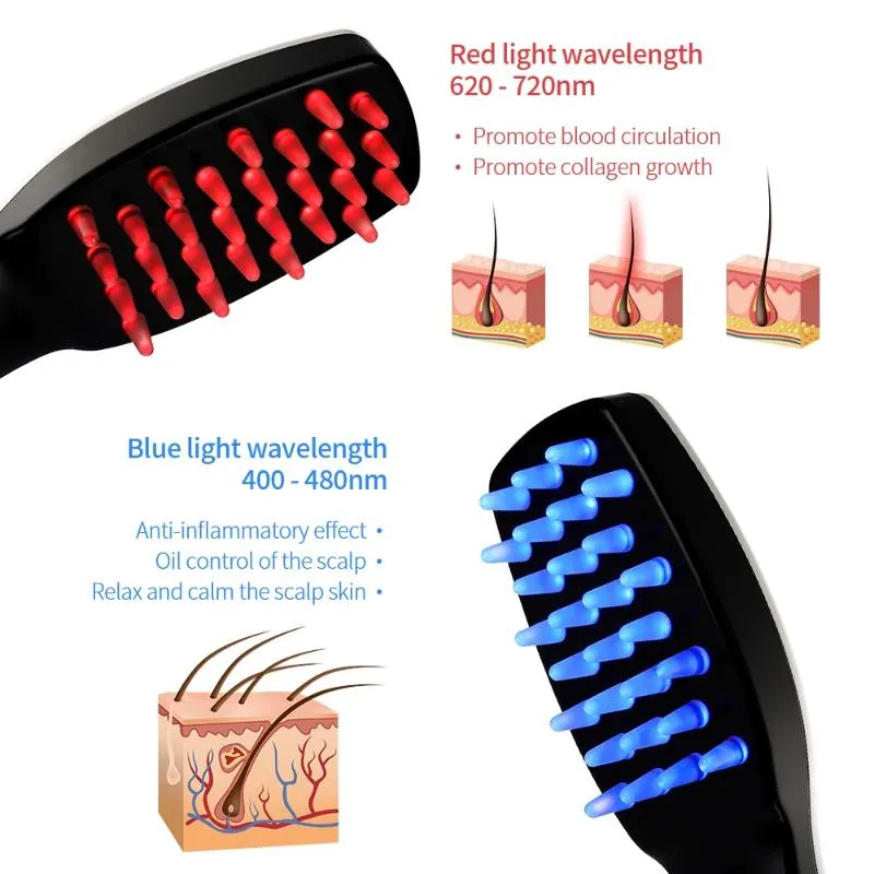 Spazzole capelli elettriche Obecilc Pettine Testa vibrante Rilassamento Massaggiatore con sollievo dalla luce laser a LED Cura anti-perdita17562652