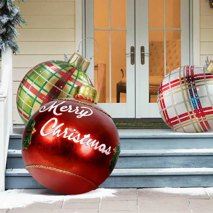 1 pçs 60cm bolas de natal decorações da árvore ao ar livre atmosfera inflável baubles brinquedos para casa presente bola ornamento 2109112898217