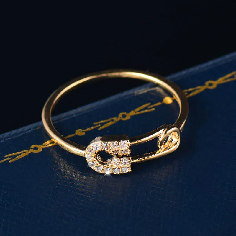 Sinleery Unikalny design Tiny Kryształowy Pin Kształt Midi Rings Rose Gold Srebrny Kolor Kobiety Moda Biżuteria Accessaries JZ048 SSK X0715