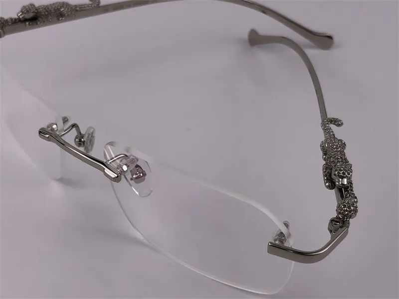 nouveau design de mode lunettes à monture optique 36456512 petites lentilles irrégulières sans monture en cristal transparent coupe jambe d'animal rétro classique2820