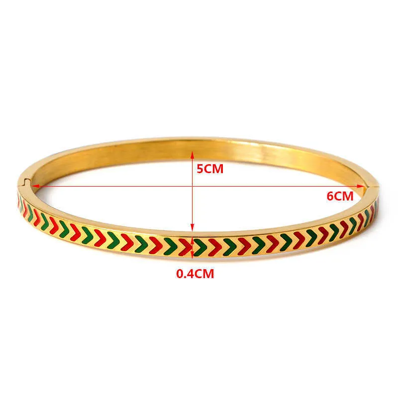 Fashion Red-green Arrow Bracelets Bangles for Women Ladies Girls Stainless Steel Cuff Bangle Jewelry Trendy Bracelet Gifts Q0717