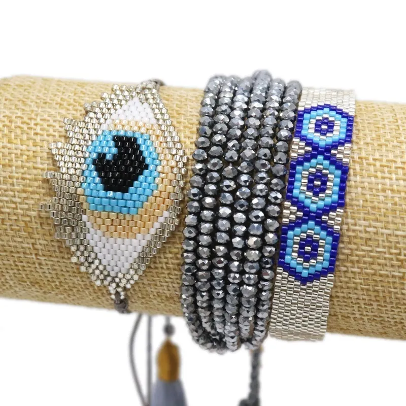 ZHONGVI Miyuki Perle Bracelets Turc Evil Eye Bracelet Pour Femmes Bijoux Chanceux Mode Mexicaine Pulsera Réglable Bijoux