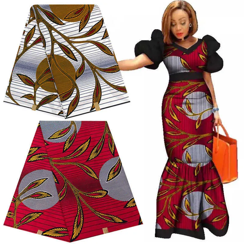 100% coton Ankara afrique imprime Tissu véritable cire Pagne Tissu matériel de couture pour artisanat robe de soirée bricolage motifs floraux 210702