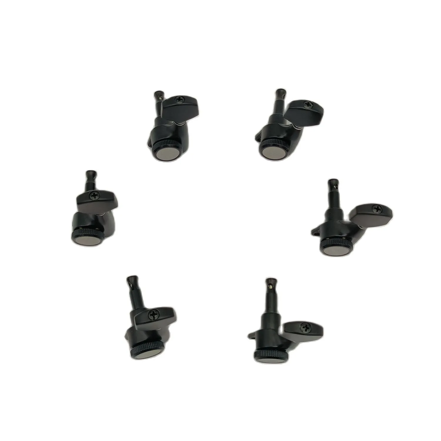 Kundenspezifische schwarze Gitarren-Locking-Mechaniken 3R3L Lock String Tuning Key Pegs Mechaniken mit sechseckigem Griff für LP SG-Gitarre