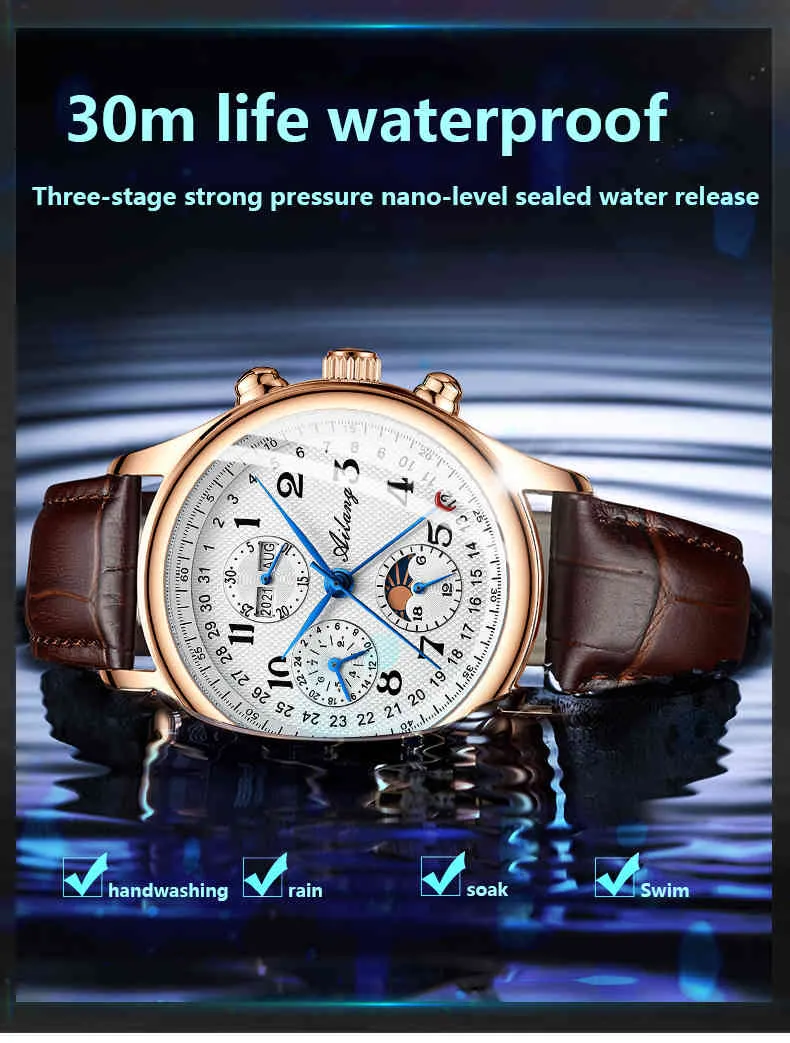 La montre de style professionnel Ailang top marque de luxe mécanique phase de lune multifonction étanche pour hommes