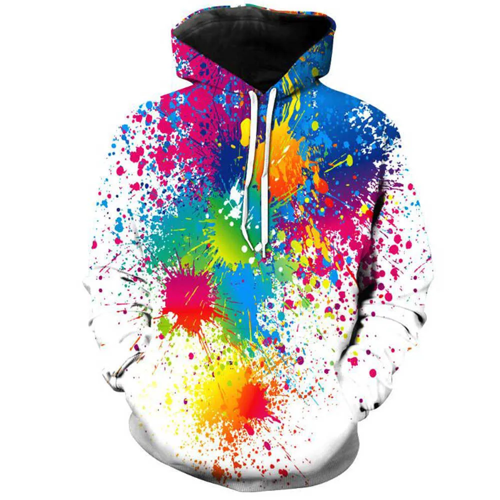 Fashion Rainbow Colorful Oil Paint Men Women 3D Printed Hoodies Pensonality Sweatshirt Causal Unisex Hip Hop Pullover 210924