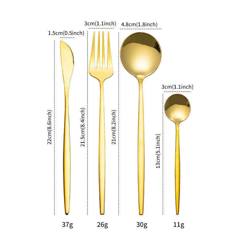 Multicolor Cutlery Set Tableware s Fork Spoon Knife cutlery Stainless Steel Dinnerware tings 210928