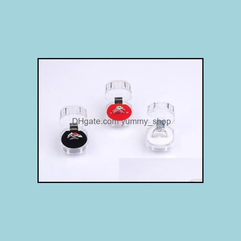 new arrival popular Portable Acrylic Transparent Rings Earring Display Box Wedding Jewelry Package Box Wholesale Free