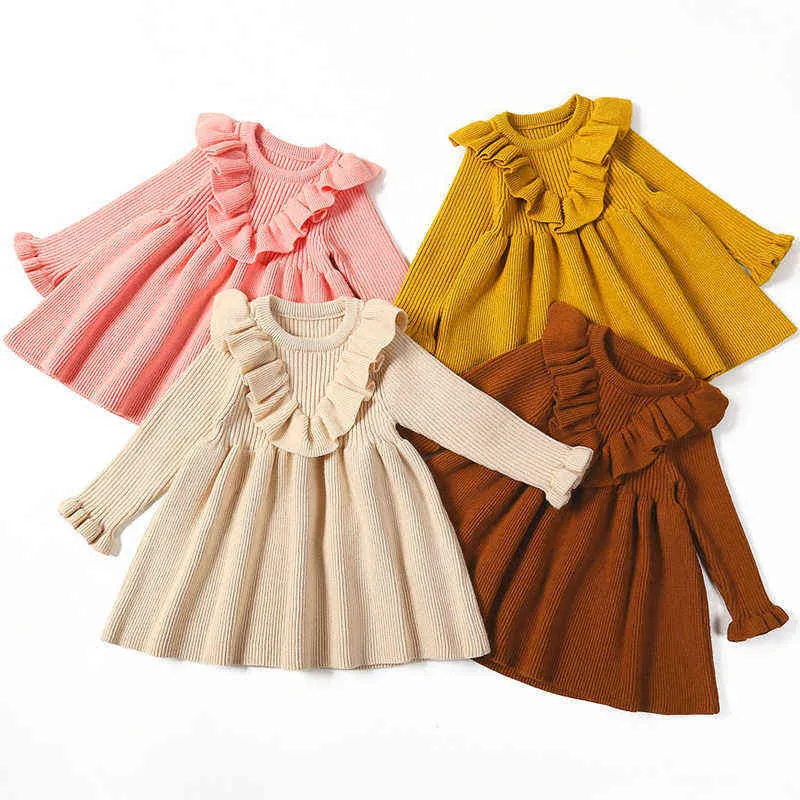 Año Nuevo Otoño Invierno bebé niñas suéter de punto vestido princesa niño niños cálidos vestidos infantiles niños ropa de Navidad G1129