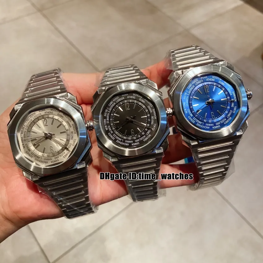 Новые 41 мм OCTO Roma World Timer 103481 Кварцевые мужские часы с черным циферблатом, браслет из нержавеющей стали, высококачественные мужские спортивные часы 10 Co240L