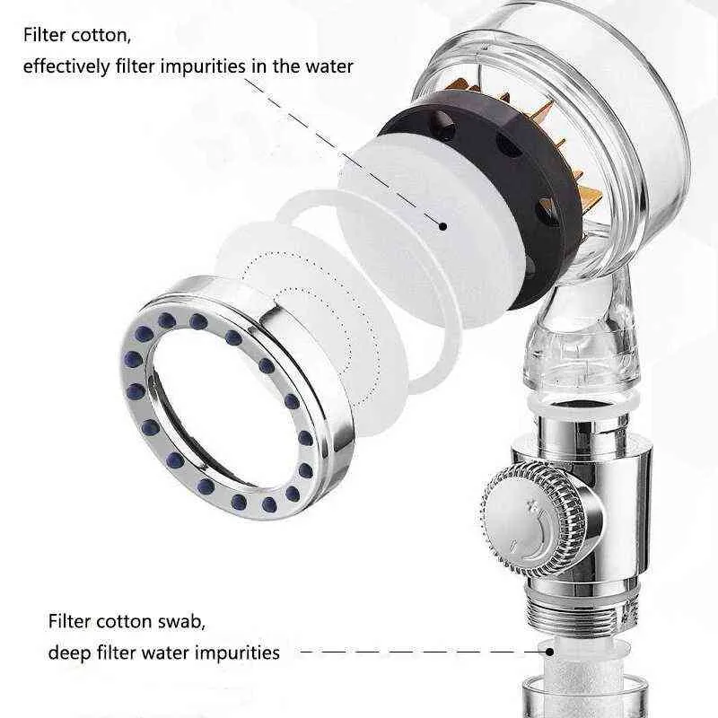 Doccia turbocompressa con filtro, pressione dell'acqua regolabile, rimovibile e lavabile, con ugello doccia a mano H1209