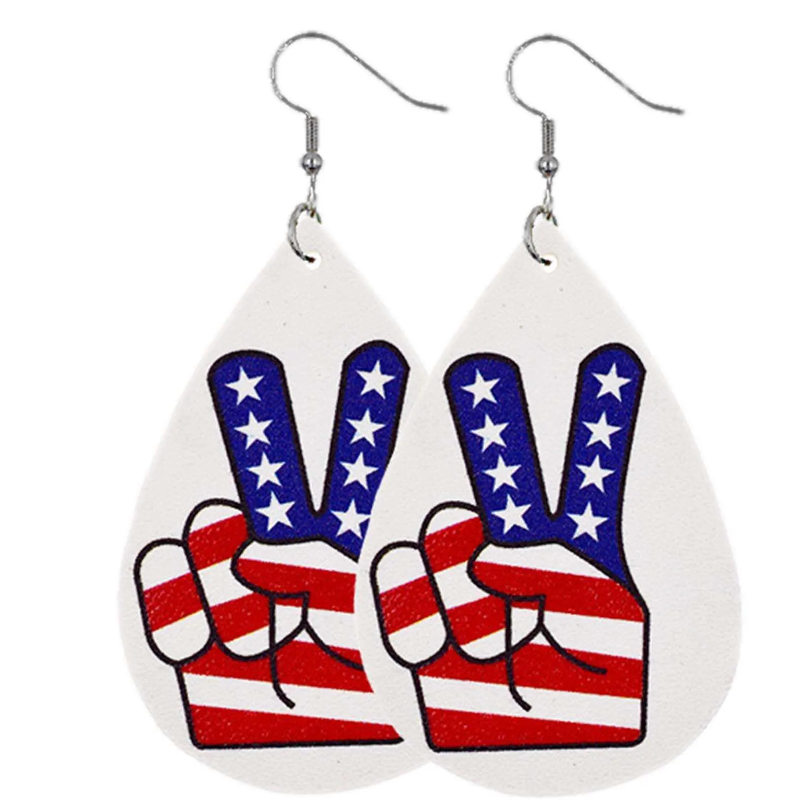 Orecchini a goccia in ecopelle da donna Bandiera americana Accessorio gioielli USA patriottico Giorno dell'indipendenza Pelle stampata fronte-retro X0709 X0710