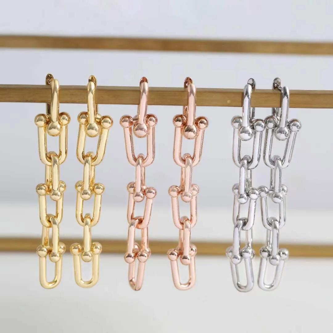 316L Stainless Steel Charm drop earring with chain connect in three colors plated for women engagement jewelry gift have velet bag193f