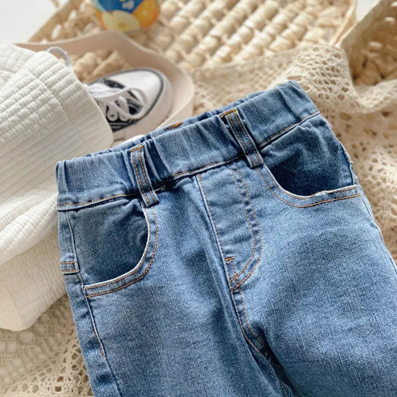 MILANCEL 2021 Frühling Neue Kinder Jeans Mädchen Denim Hosen Boot Cut Einfarbig Casual Jeans 210317