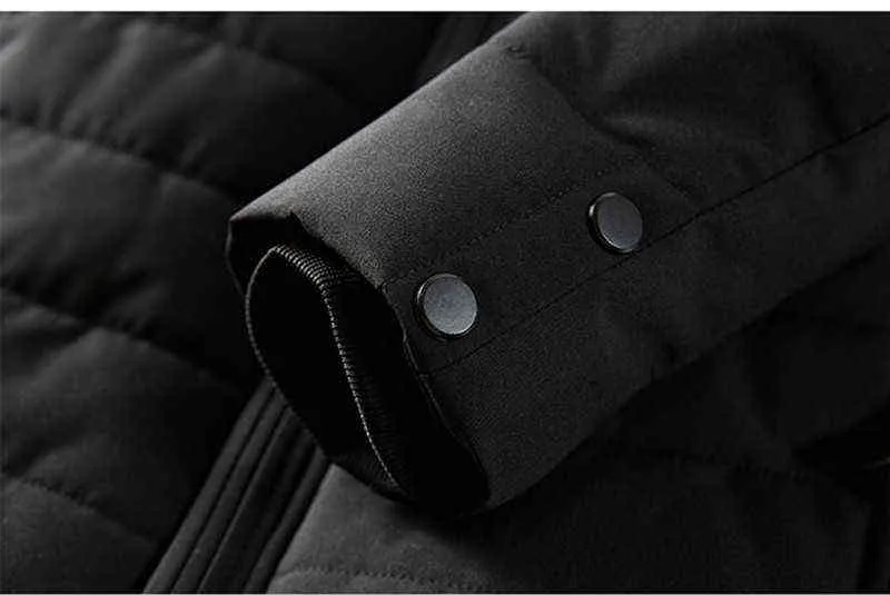 Men's Warm Jacket Winter Parka Fur Collar Windbreaker Cotton Padded Anorak Thick Black Coat Male Casual Autumn Fleece Men 211214