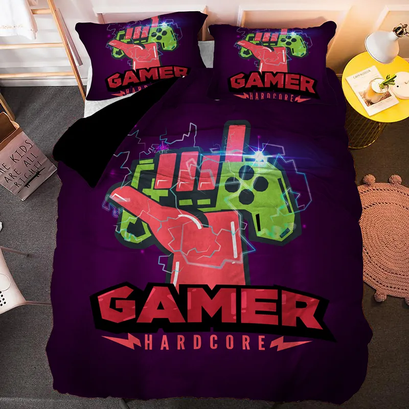 Gamer Euro Size Beddengoed Set Queen King Single Game Dekbedovertrekken Kussensloop 2/3 Stks Bed Cover Sets voor Jongens Meisjes 210309