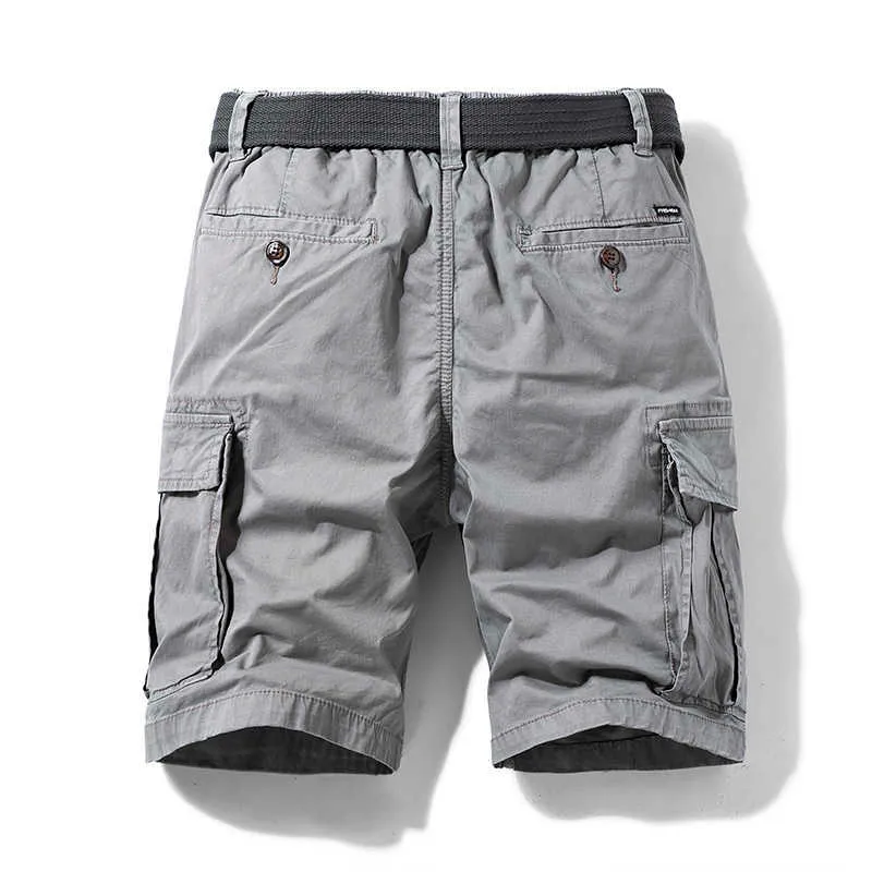 Summer Men Army Spodenki Wysokiej jakości Multi-Kieszonkowy Czysta Bawełna Cargo Kieszonkowa Moda Casual Turystyka Loose 210716