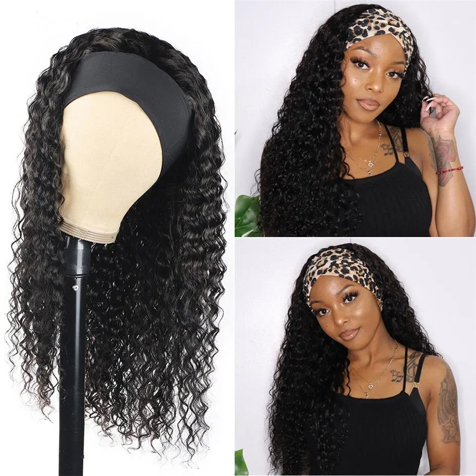 Water Wave Black Hair Women Wig Wig Fashion Fashion Sliose Curly Non in pizzo Parrucche donne Easy Wear Canda Wig5480714