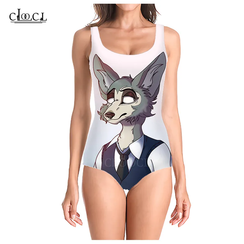 Cloocl japansk anime beastars sommar baddräkter mode 3d tryck kvinnor ärmlös sexig baddräkt cosplay strand en bit badkläder6605767