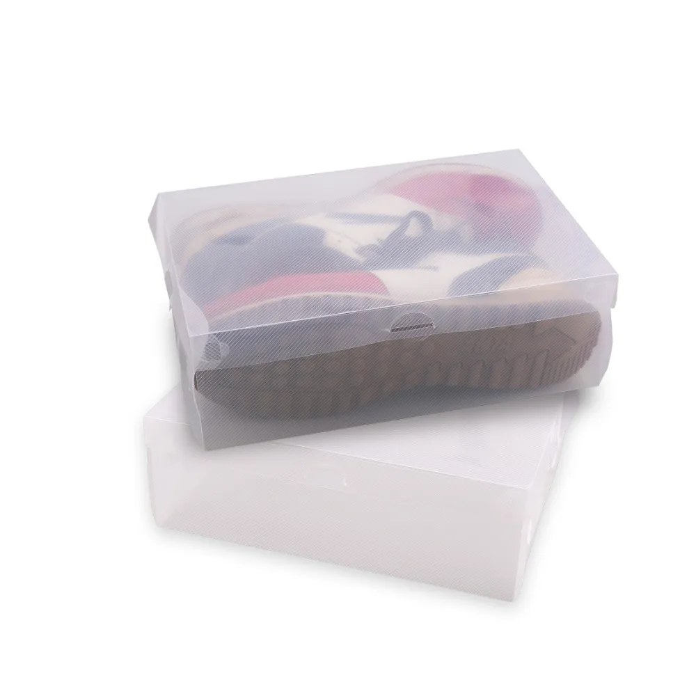 10st Transparent Clear Plastic Shoe Box Storage Boxes Foldbara S Case Holder S Organizer Cases 210309
