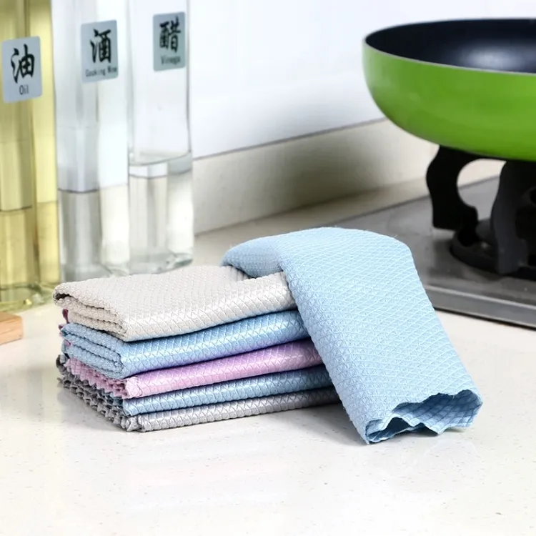 Household Thicken Cleaning Cloths Solid Color Double Sided Clean Towel Rub Window Glass Rag Kitchen Washing cloth By sea T2I52771